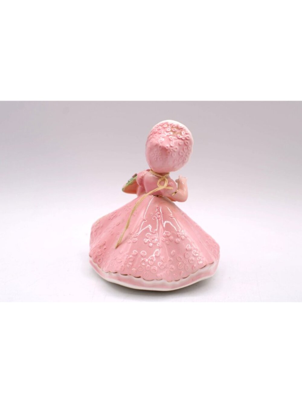 Josef Originals May Birthday Doll Pink Ceramic Figurine Girl Floral Bonnet Dress - Picture 4 of 12
